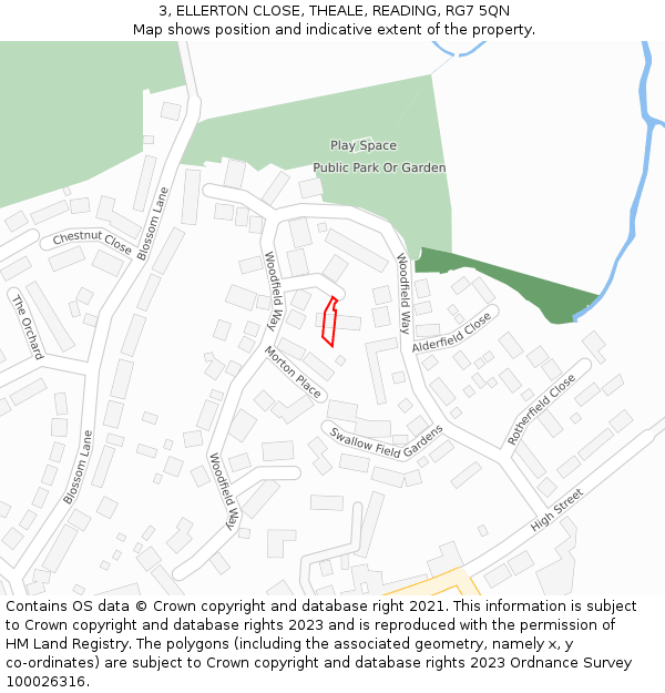 3, ELLERTON CLOSE, THEALE, READING, RG7 5QN: Location map and indicative extent of plot