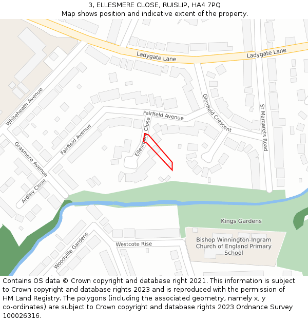 3, ELLESMERE CLOSE, RUISLIP, HA4 7PQ: Location map and indicative extent of plot