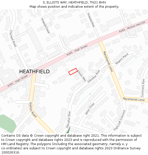 3, ELLIOTS WAY, HEATHFIELD, TN21 8HN: Location map and indicative extent of plot