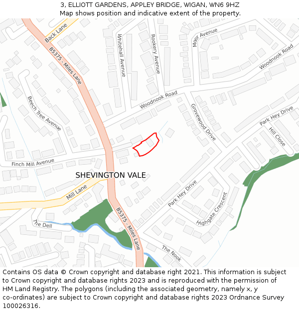 3, ELLIOTT GARDENS, APPLEY BRIDGE, WIGAN, WN6 9HZ: Location map and indicative extent of plot