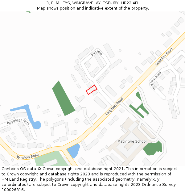 3, ELM LEYS, WINGRAVE, AYLESBURY, HP22 4FL: Location map and indicative extent of plot