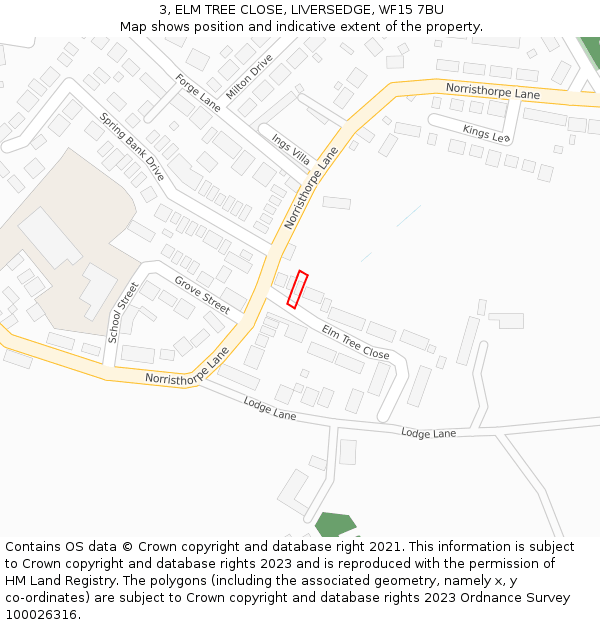 3, ELM TREE CLOSE, LIVERSEDGE, WF15 7BU: Location map and indicative extent of plot