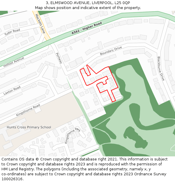 3, ELMSWOOD AVENUE, LIVERPOOL, L25 0QP: Location map and indicative extent of plot