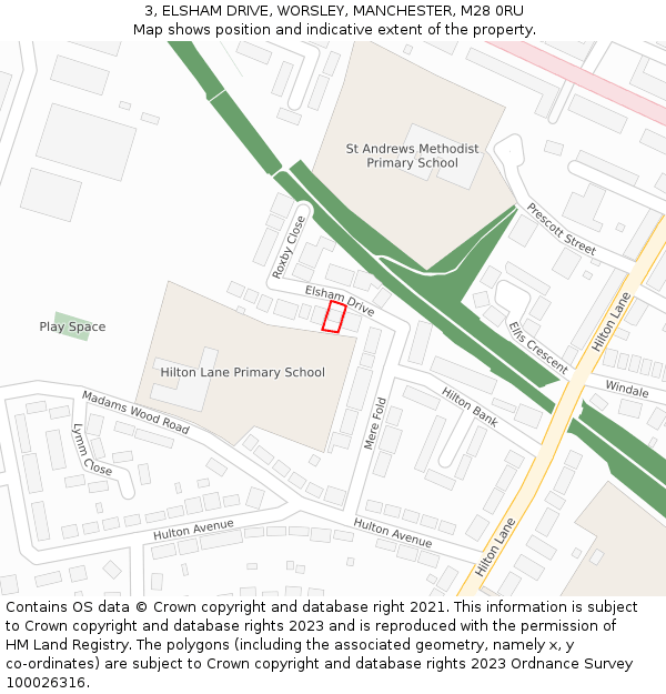 3, ELSHAM DRIVE, WORSLEY, MANCHESTER, M28 0RU: Location map and indicative extent of plot