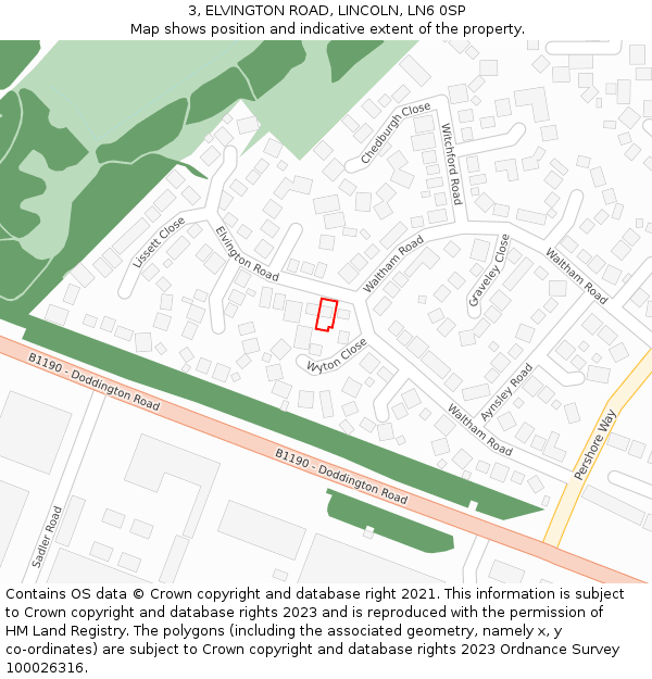 3, ELVINGTON ROAD, LINCOLN, LN6 0SP: Location map and indicative extent of plot