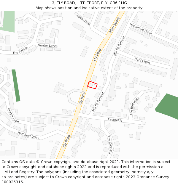 3, ELY ROAD, LITTLEPORT, ELY, CB6 1HG: Location map and indicative extent of plot