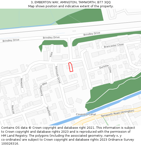 3, EMBERTON WAY, AMINGTON, TAMWORTH, B77 3QQ: Location map and indicative extent of plot