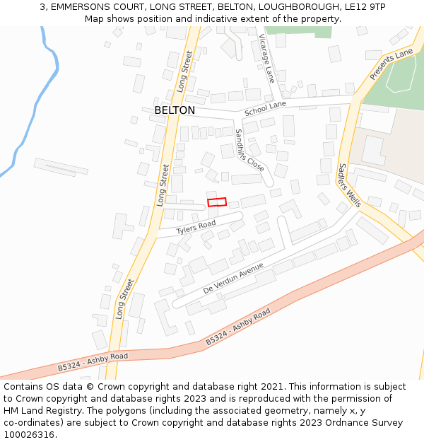 3, EMMERSONS COURT, LONG STREET, BELTON, LOUGHBOROUGH, LE12 9TP: Location map and indicative extent of plot