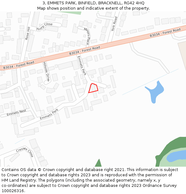 3, EMMETS PARK, BINFIELD, BRACKNELL, RG42 4HQ: Location map and indicative extent of plot