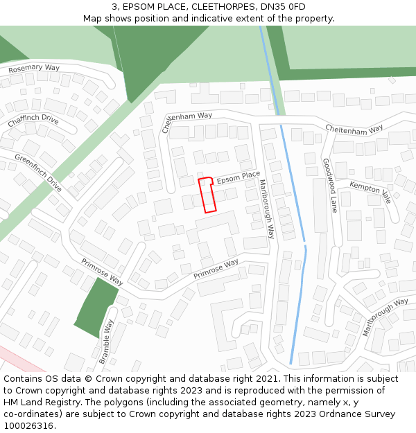 3, EPSOM PLACE, CLEETHORPES, DN35 0FD: Location map and indicative extent of plot