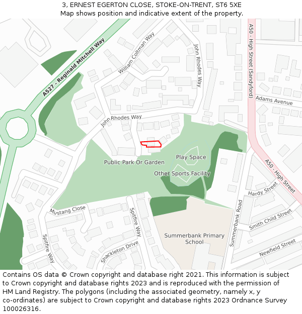 3, ERNEST EGERTON CLOSE, STOKE-ON-TRENT, ST6 5XE: Location map and indicative extent of plot