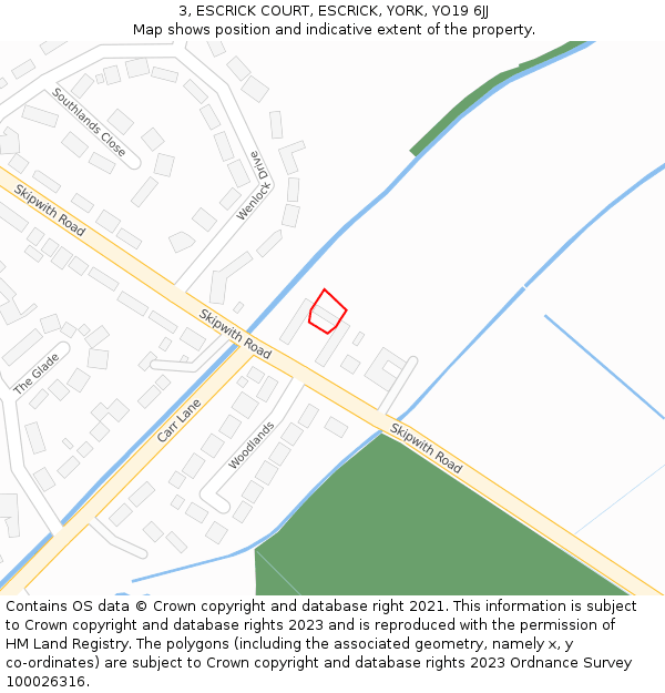 3, ESCRICK COURT, ESCRICK, YORK, YO19 6JJ: Location map and indicative extent of plot