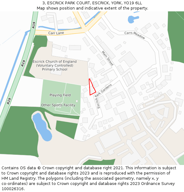 3, ESCRICK PARK COURT, ESCRICK, YORK, YO19 6LL: Location map and indicative extent of plot