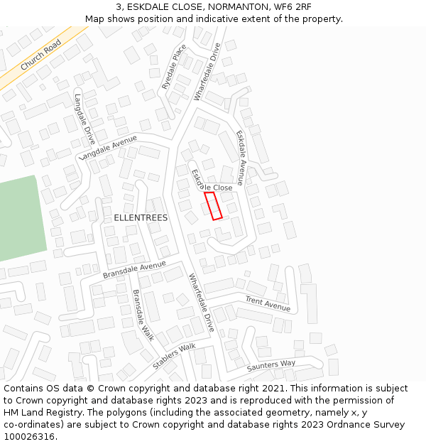3, ESKDALE CLOSE, NORMANTON, WF6 2RF: Location map and indicative extent of plot