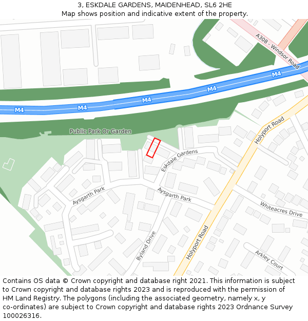 3, ESKDALE GARDENS, MAIDENHEAD, SL6 2HE: Location map and indicative extent of plot