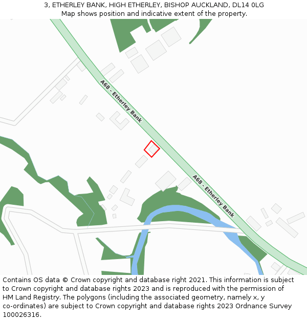 3, ETHERLEY BANK, HIGH ETHERLEY, BISHOP AUCKLAND, DL14 0LG: Location map and indicative extent of plot