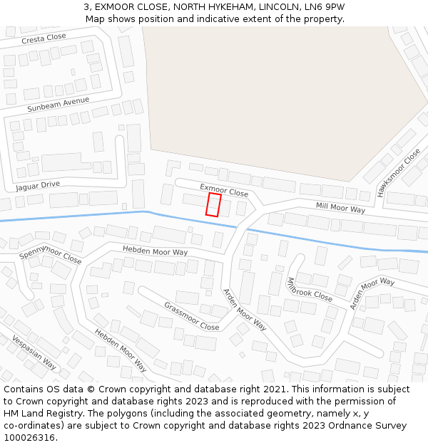 3, EXMOOR CLOSE, NORTH HYKEHAM, LINCOLN, LN6 9PW: Location map and indicative extent of plot