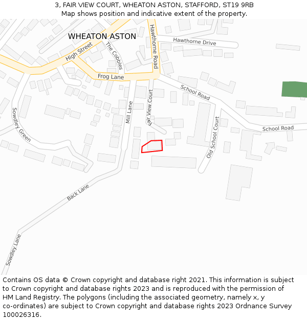 3, FAIR VIEW COURT, WHEATON ASTON, STAFFORD, ST19 9RB: Location map and indicative extent of plot