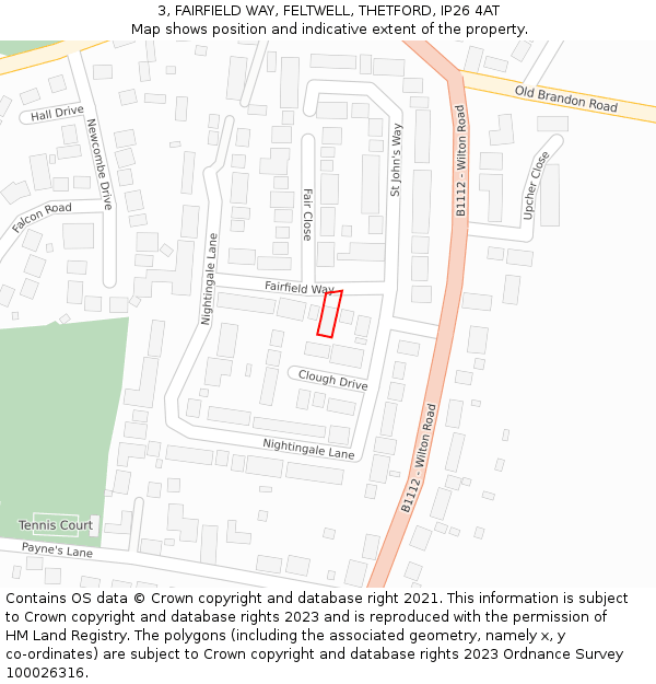 3, FAIRFIELD WAY, FELTWELL, THETFORD, IP26 4AT: Location map and indicative extent of plot