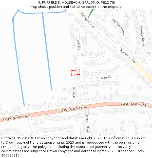 3, FAIRFIELDS, HOLBEACH, SPALDING, PE12 7JE: Location map and indicative extent of plot