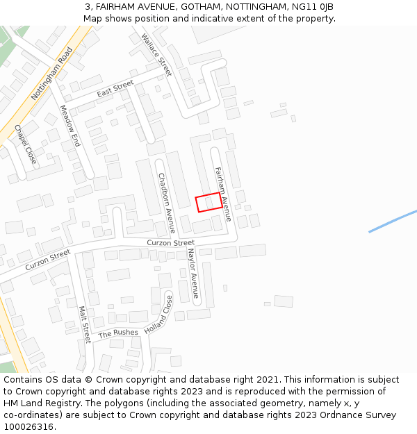 3, FAIRHAM AVENUE, GOTHAM, NOTTINGHAM, NG11 0JB: Location map and indicative extent of plot