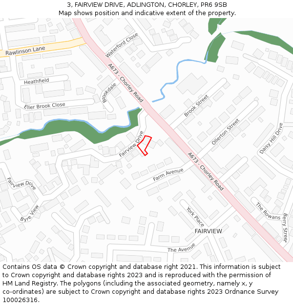 3, FAIRVIEW DRIVE, ADLINGTON, CHORLEY, PR6 9SB: Location map and indicative extent of plot