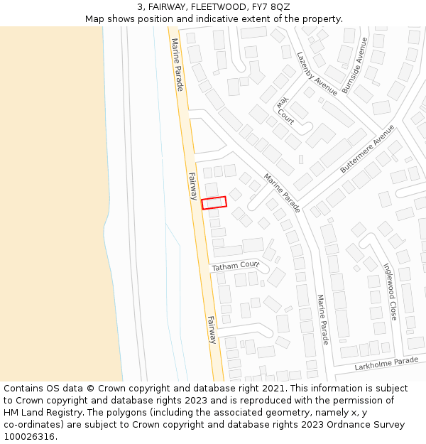 3, FAIRWAY, FLEETWOOD, FY7 8QZ: Location map and indicative extent of plot