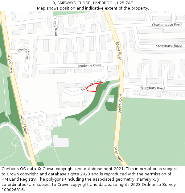 3, FAIRWAYS CLOSE, LIVERPOOL, L25 7AB: Location map and indicative extent of plot