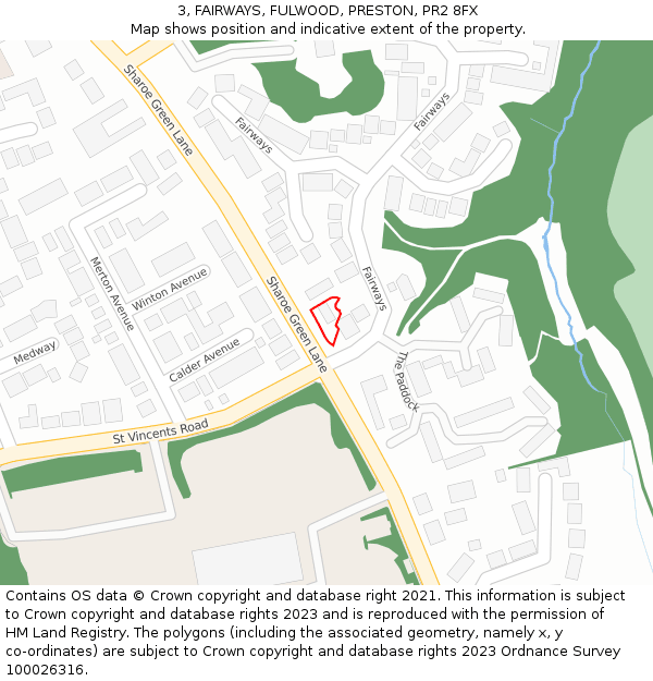 3, FAIRWAYS, FULWOOD, PRESTON, PR2 8FX: Location map and indicative extent of plot