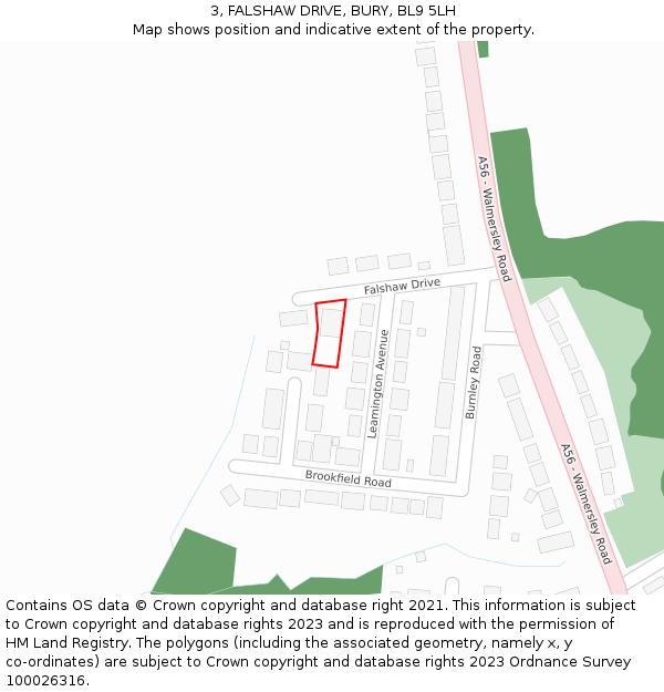 3, FALSHAW DRIVE, BURY, BL9 5LH: Location map and indicative extent of plot