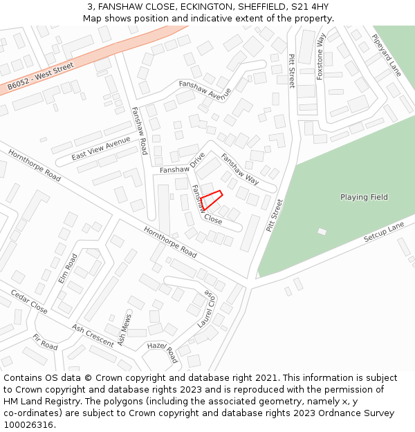 3, FANSHAW CLOSE, ECKINGTON, SHEFFIELD, S21 4HY: Location map and indicative extent of plot