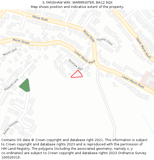 3, FANSHAW WAY, WARMINSTER, BA12 9QX: Location map and indicative extent of plot