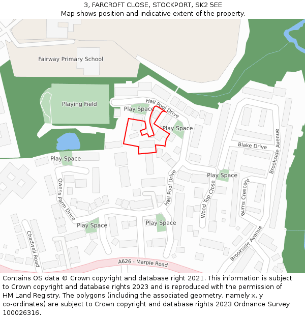 3, FARCROFT CLOSE, STOCKPORT, SK2 5EE: Location map and indicative extent of plot