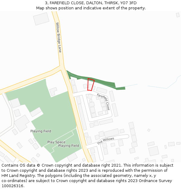3, FAREFIELD CLOSE, DALTON, THIRSK, YO7 3FD: Location map and indicative extent of plot