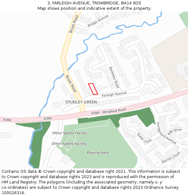 3, FARLEIGH AVENUE, TROWBRIDGE, BA14 9DS: Location map and indicative extent of plot