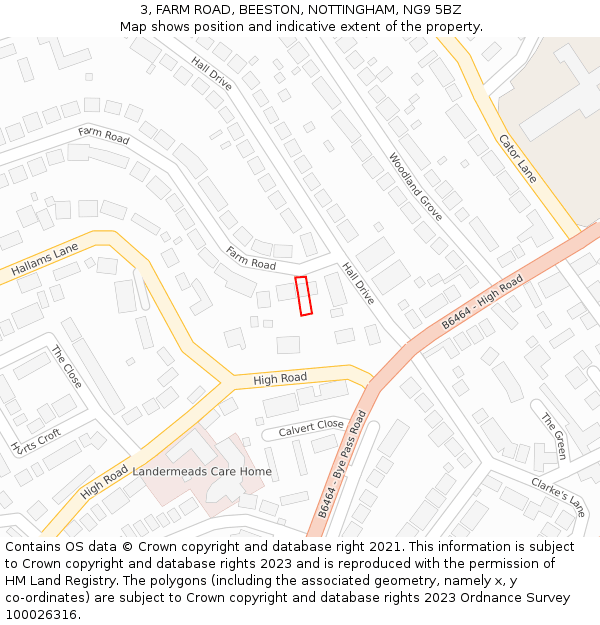 3, FARM ROAD, BEESTON, NOTTINGHAM, NG9 5BZ: Location map and indicative extent of plot