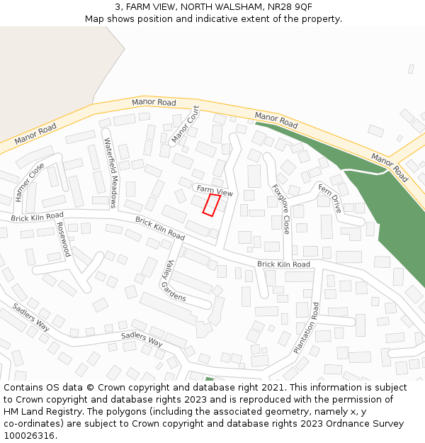 3, FARM VIEW, NORTH WALSHAM, NR28 9QF: Location map and indicative extent of plot