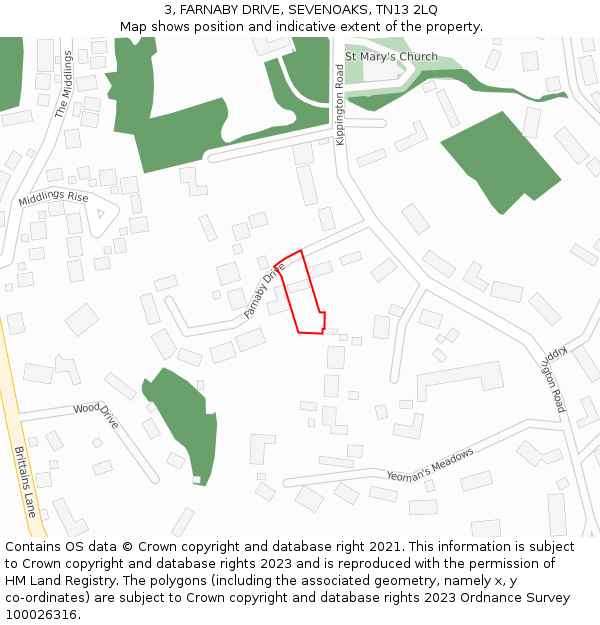 3, FARNABY DRIVE, SEVENOAKS, TN13 2LQ: Location map and indicative extent of plot