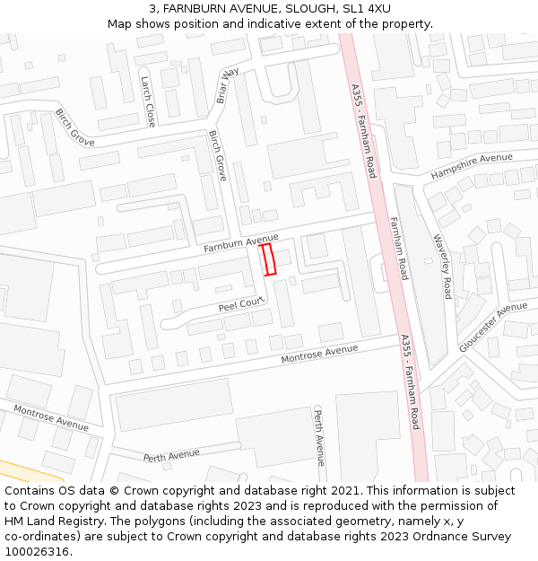 3, FARNBURN AVENUE, SLOUGH, SL1 4XU: Location map and indicative extent of plot