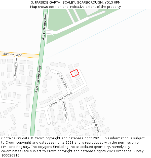 3, FARSIDE GARTH, SCALBY, SCARBOROUGH, YO13 0PN: Location map and indicative extent of plot