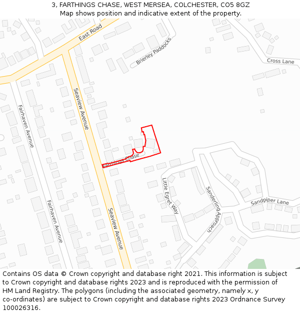 3, FARTHINGS CHASE, WEST MERSEA, COLCHESTER, CO5 8GZ: Location map and indicative extent of plot