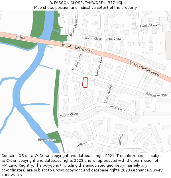 3, FASSON CLOSE, TAMWORTH, B77 1GJ: Location map and indicative extent of plot