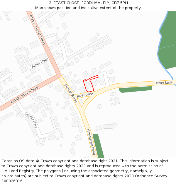 3, FEAST CLOSE, FORDHAM, ELY, CB7 5PH: Location map and indicative extent of plot