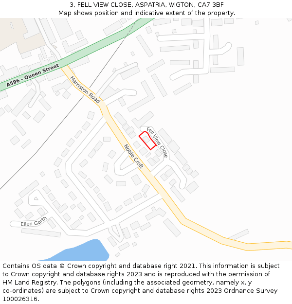 3, FELL VIEW CLOSE, ASPATRIA, WIGTON, CA7 3BF: Location map and indicative extent of plot