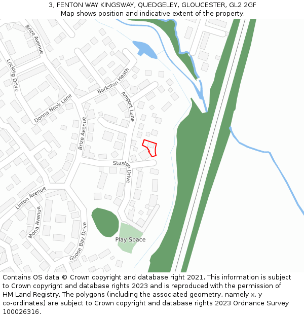 3, FENTON WAY KINGSWAY, QUEDGELEY, GLOUCESTER, GL2 2GF: Location map and indicative extent of plot