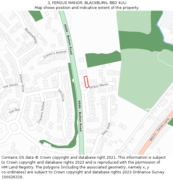 3, FERGUS MANOR, BLACKBURN, BB2 4UU: Location map and indicative extent of plot