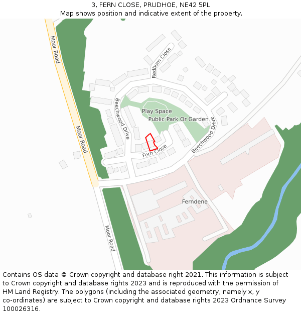 3, FERN CLOSE, PRUDHOE, NE42 5PL: Location map and indicative extent of plot