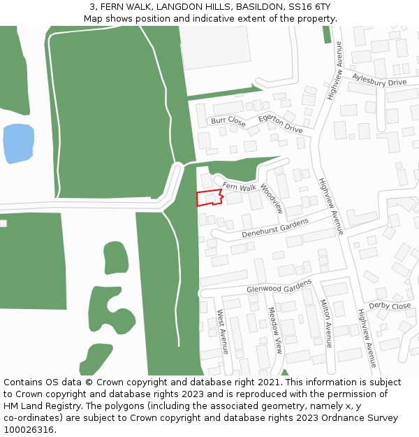 3, FERN WALK, LANGDON HILLS, BASILDON, SS16 6TY: Location map and indicative extent of plot