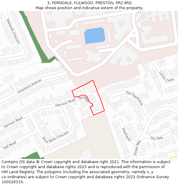 3, FERNDALE, FULWOOD, PRESTON, PR2 9RG: Location map and indicative extent of plot