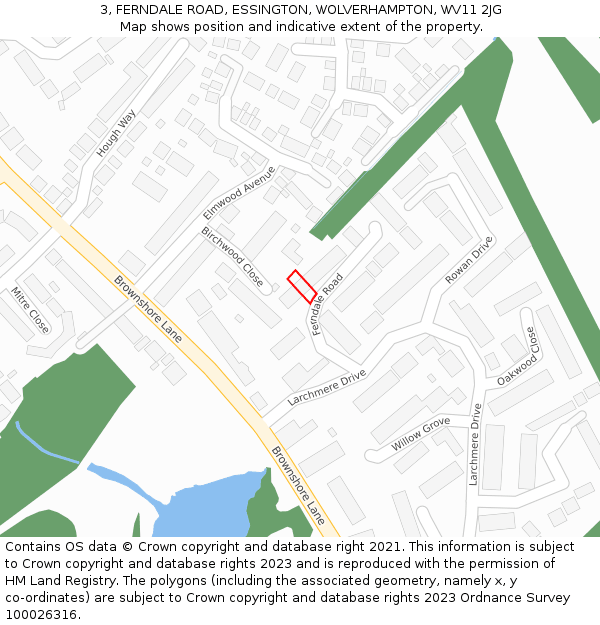 3, FERNDALE ROAD, ESSINGTON, WOLVERHAMPTON, WV11 2JG: Location map and indicative extent of plot